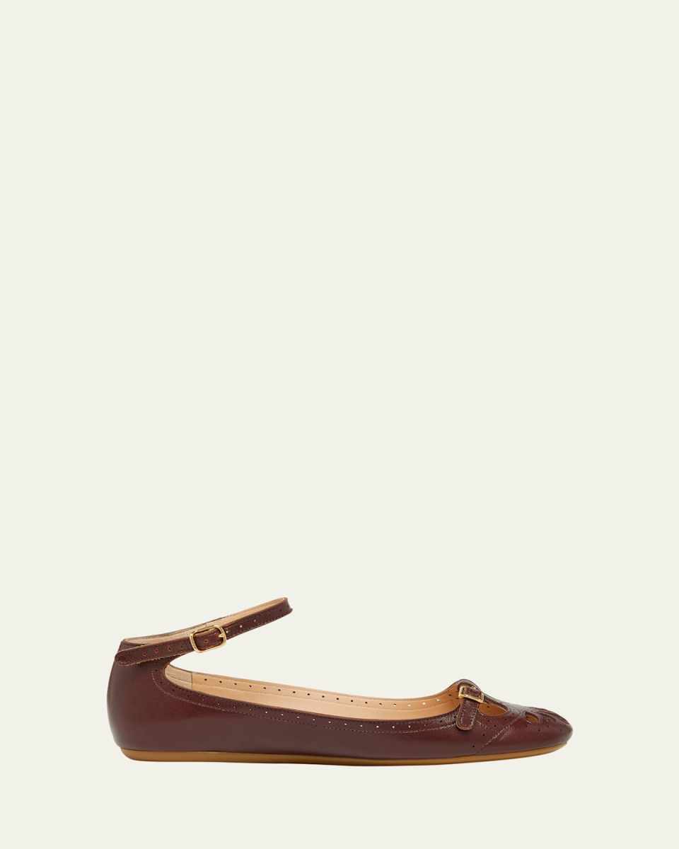 Misty Cutout Leather Ballerina Flats